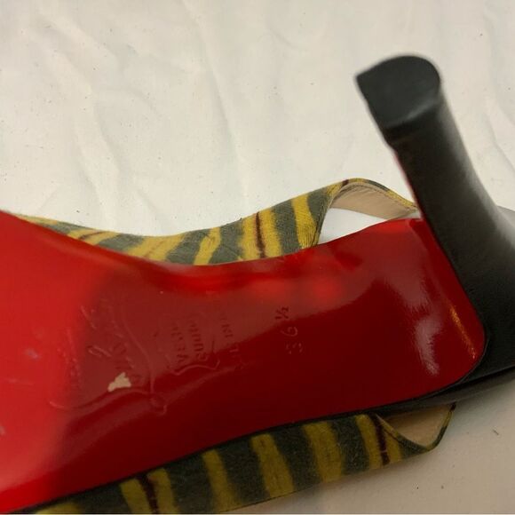 Christian louboutin fabric animal print peep toe Slingback heels size 36.5 - Picture 5 of 16